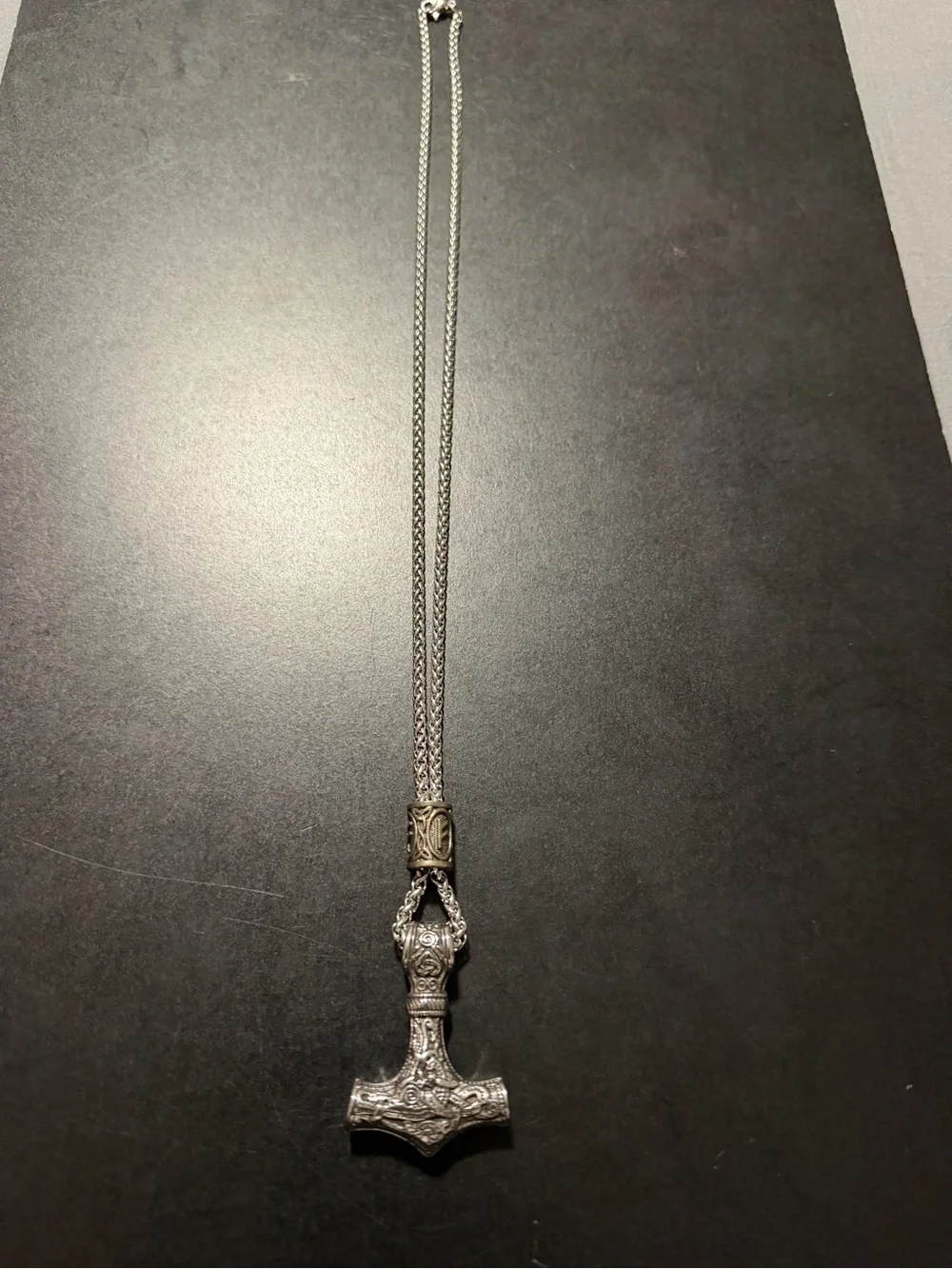 Men's Silver Thor Hammer Pendant Necklace - Unbranded
